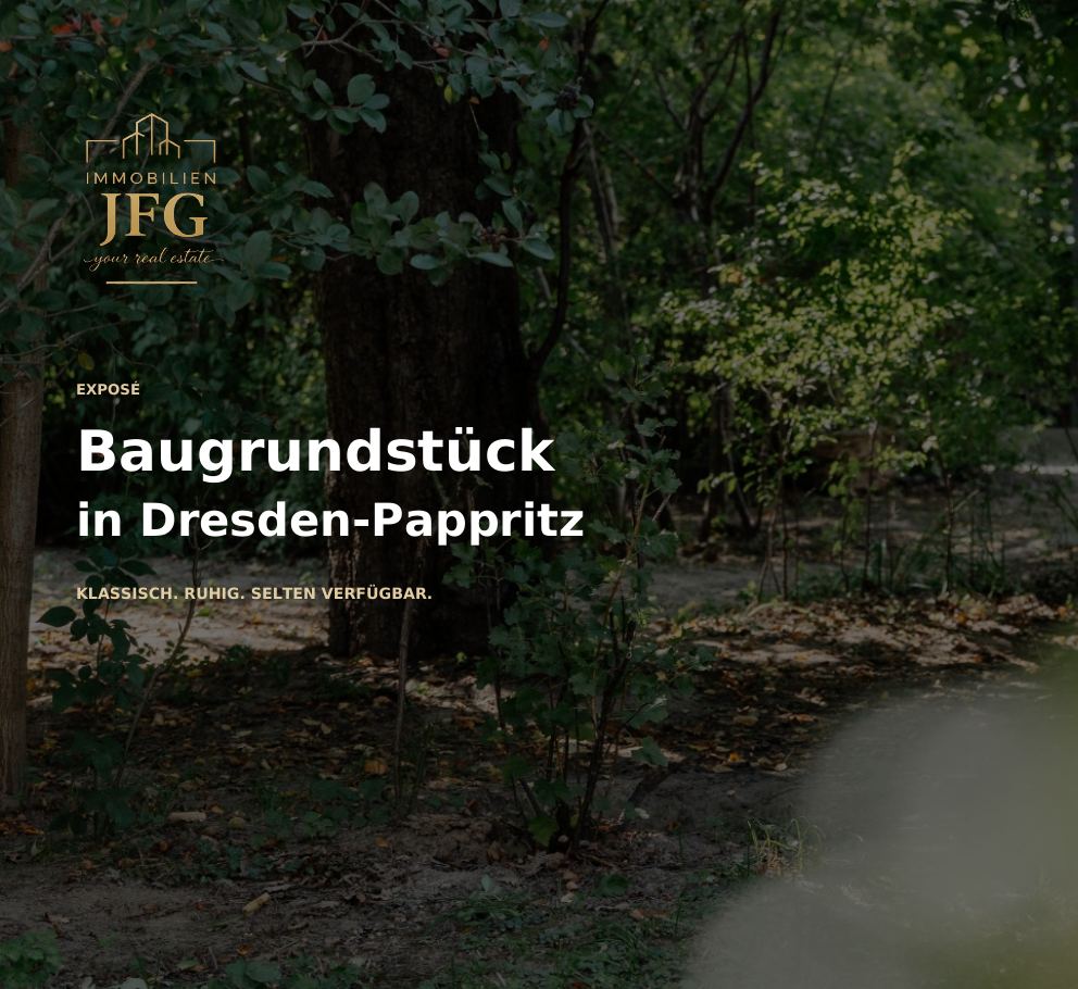 Titelgestaltung des JFG-Exposés für ein Baugrundstück in Dresden-Pappritz